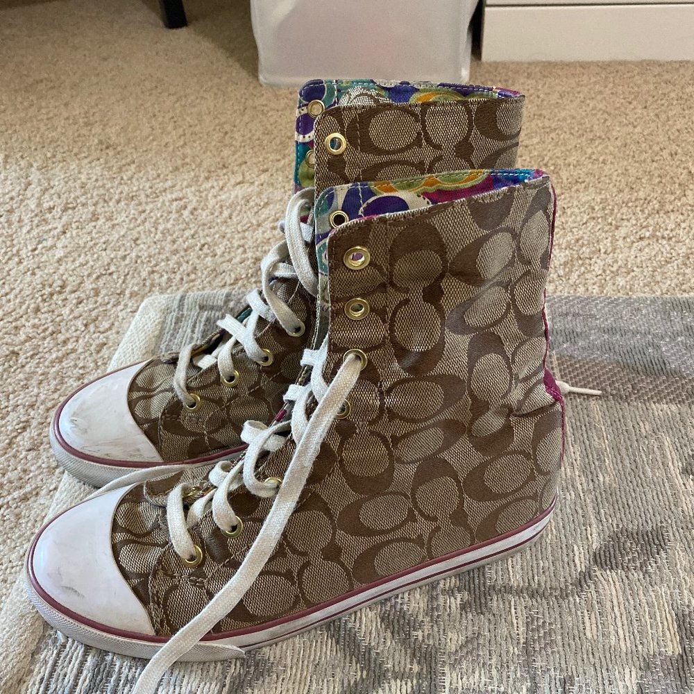 High Top Printed Coach Sneaker